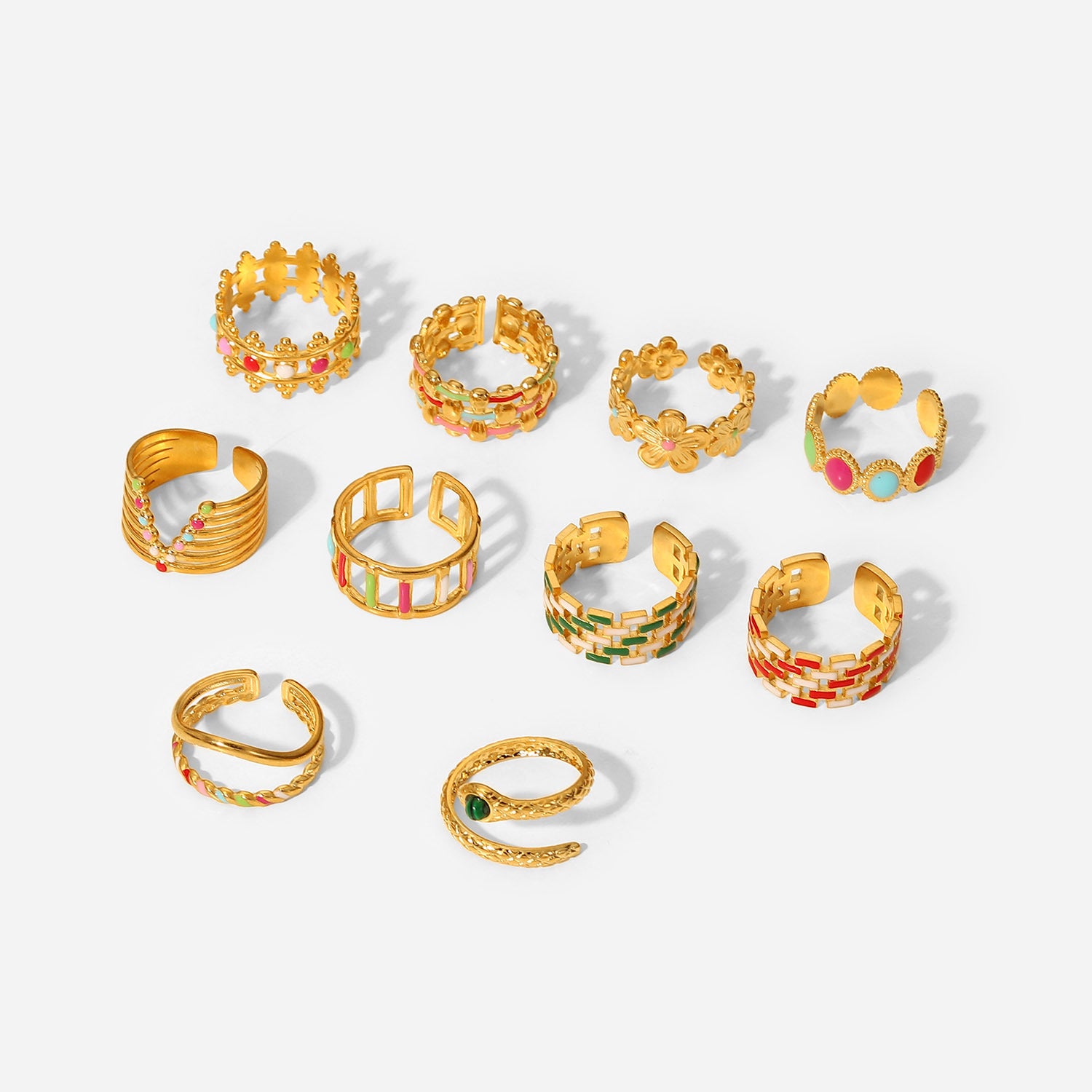 Wholesale 18K Gold Plated Colored Stainless Steel Rings